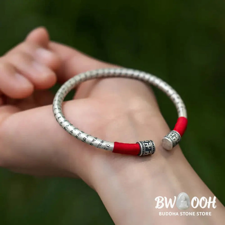 Buddha Stones Tibet Om Mani Padme Hum Luck Red String Bracelet Bangle - BWOOOH - Red - Bracelet Bangle