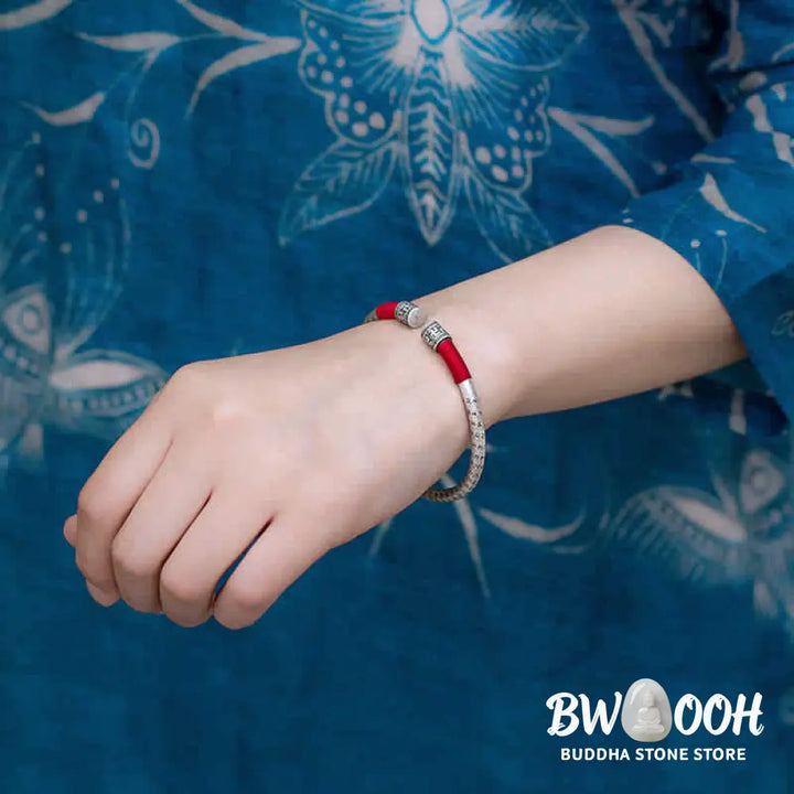 Buddha Stones Tibet Om Mani Padme Hum Luck Red String Bracelet Bangle - BWOOOH - Red - Bracelet Bangle