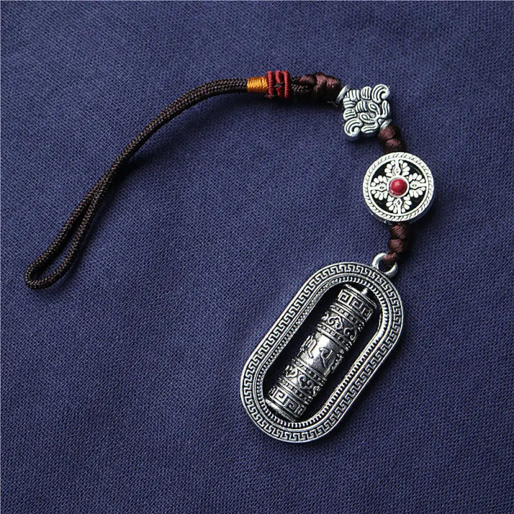 BWOOOH Tibet Om Mani Padme Hum Prayer Wheel Peace Rotatable Car Hanging Decoration - Om Mani Padme