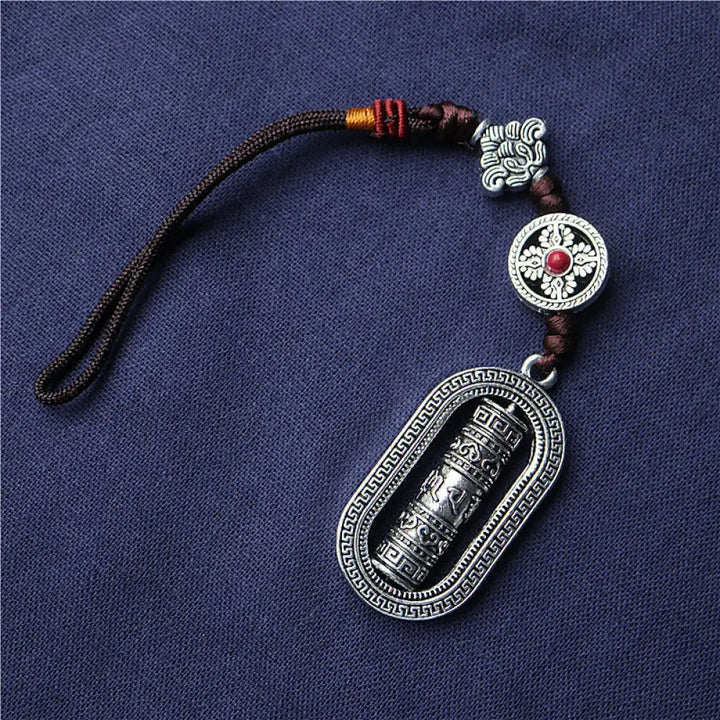 BWOOOH Tibet Om Mani Padme Hum Prayer Wheel Peace Rotatable Car Hanging Decoration - Om Mani Padme