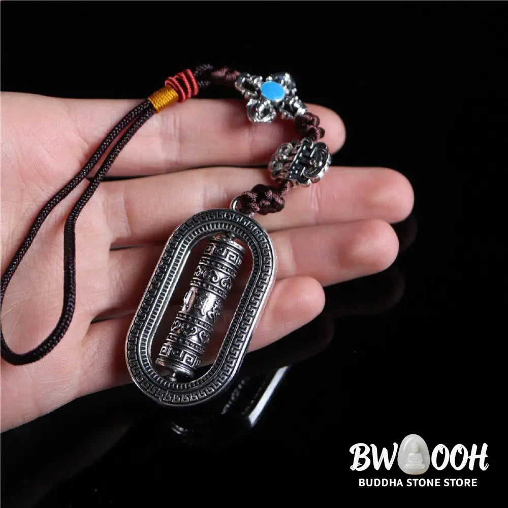 BWOOOH Tibet Om Mani Padme Hum Prayer Wheel Peace Rotatable Car Hanging Decoration - Om Mani Padme