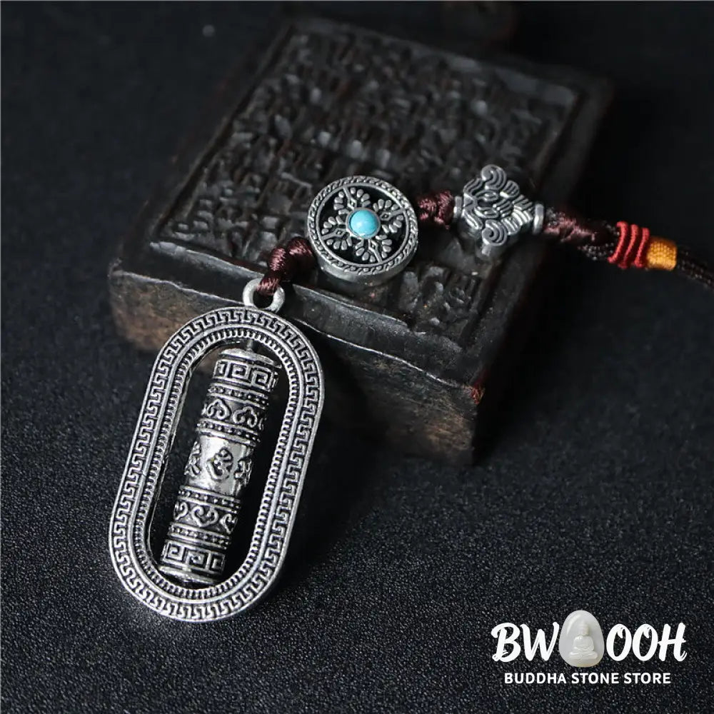 BWOOOH Tibet Om Mani Padme Hum Prayer Wheel Peace Rotatable Car Hanging Decoration - Om Mani Padme