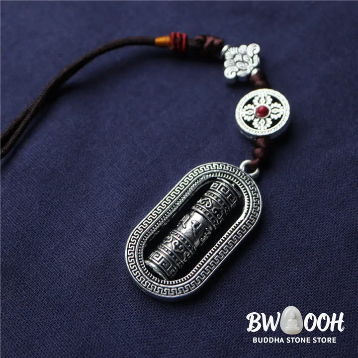 BWOOOH Tibet Om Mani Padme Hum Prayer Wheel Peace Rotatable Car Hanging Decoration - Om Mani Padme