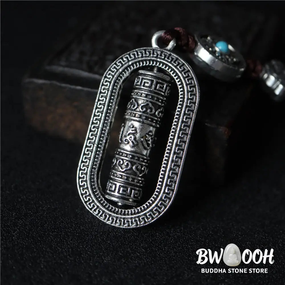 BWOOOH Tibet Om Mani Padme Hum Prayer Wheel Peace Rotatable Car Hanging Decoration - Om Mani Padme