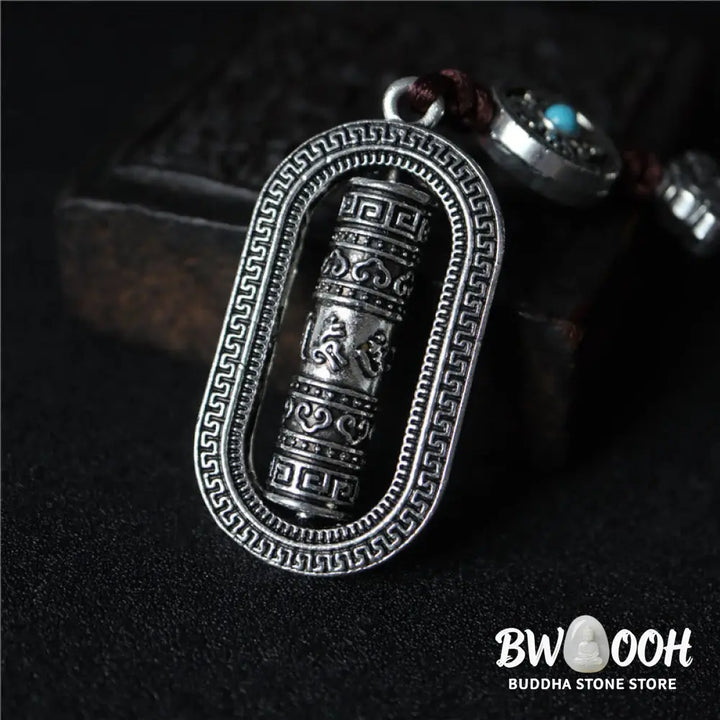 BWOOOH Tibet Om Mani Padme Hum Prayer Wheel Peace Rotatable Car Hanging Decoration - Om Mani Padme
