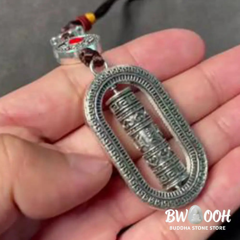 BWOOOH Tibet Om Mani Padme Hum Prayer Wheel Peace Rotatable Car Hanging Decoration - Om Mani Padme