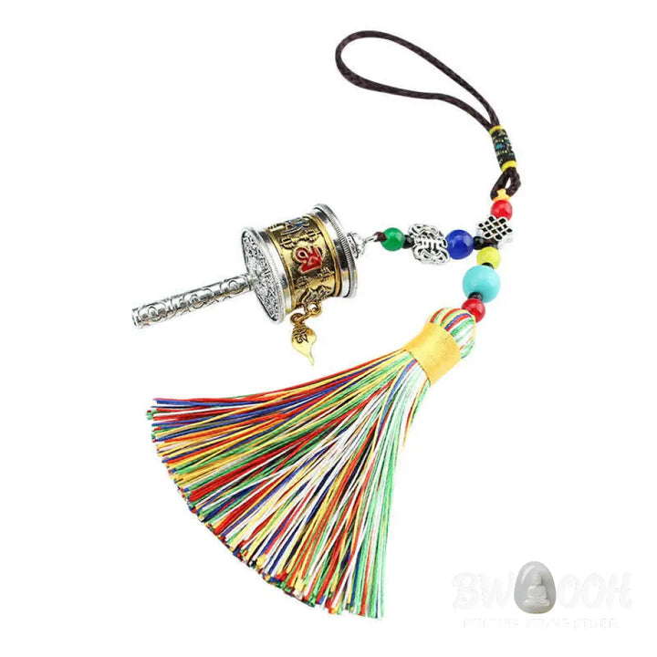 BWOOOH Tibet Om Mani Padme Hum Prayer Wheel Tassel Bag Car Hanging Decoration - Car Hanging Decoration