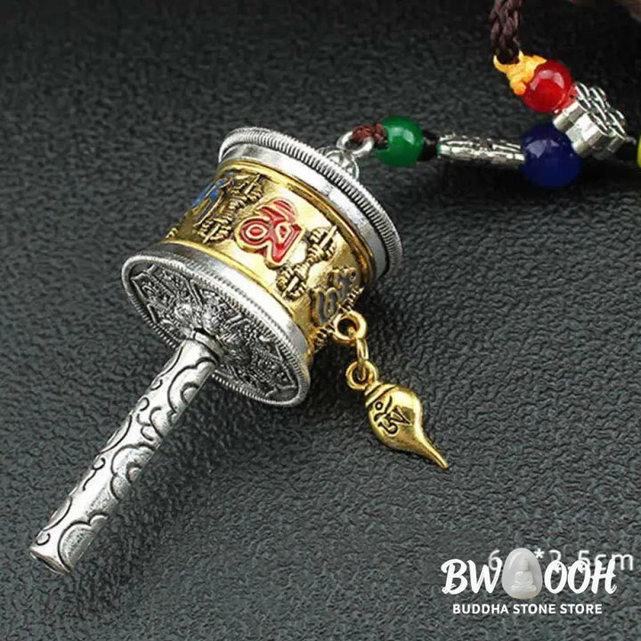BWOOOH Tibet Om Mani Padme Hum Prayer Wheel Tassel Bag Car Hanging Decoration - Car Hanging Decoration