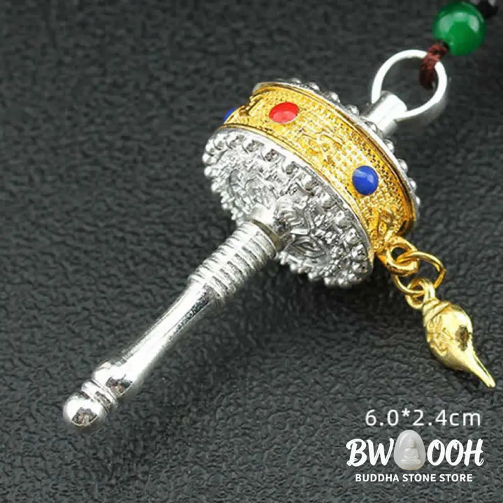 BWOOOH Tibet Om Mani Padme Hum Prayer Wheel Tassel Bag Car Hanging Decoration - Car Hanging Decoration