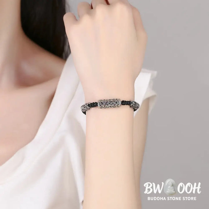 Buddha Stones Tibetan Black String Copper Om Mani Padme Hum Pixiu Protection Braided Bracelet - BWOOOH - Black