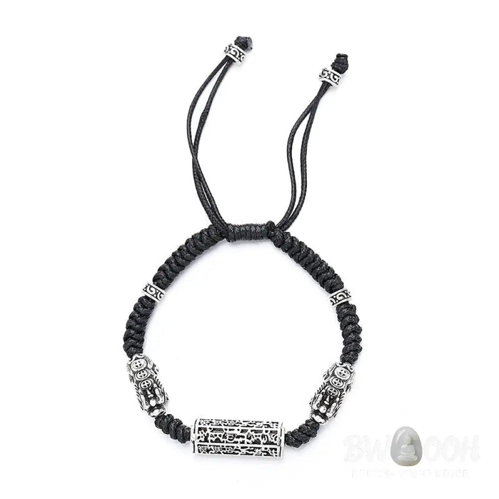 Buddha Stones Tibetan Black String Copper Om Mani Padme Hum Pixiu Protection Braided Bracelet - BWOOOH - Black