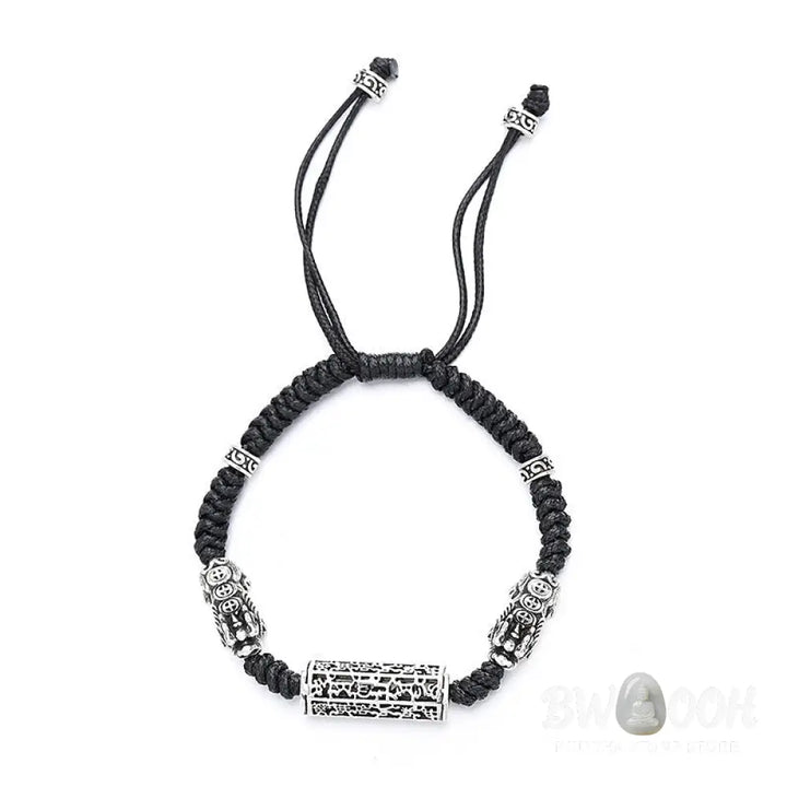 Buddha Stones Tibetan Black String Copper Om Mani Padme Hum Pixiu Protection Braided Bracelet - BWOOOH - Black