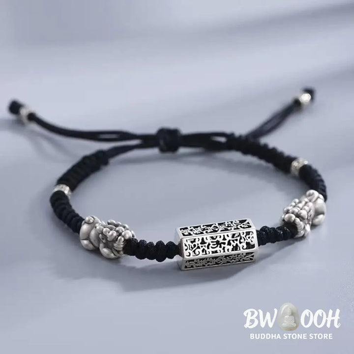 Buddha Stones Tibetan Black String Copper Om Mani Padme Hum Pixiu Protection Braided Bracelet - BWOOOH - Black