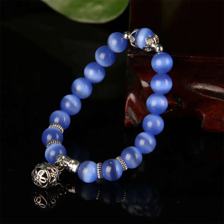 Buddha Stones Tibetan Cat Eye Lucky Bracelet - Blue - Bracelet