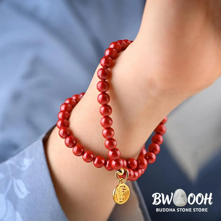 Buddha Stones Tibetan Cinnabar Green Aventurine Luck Bracelet Necklace - BWOOOH - Bracelet