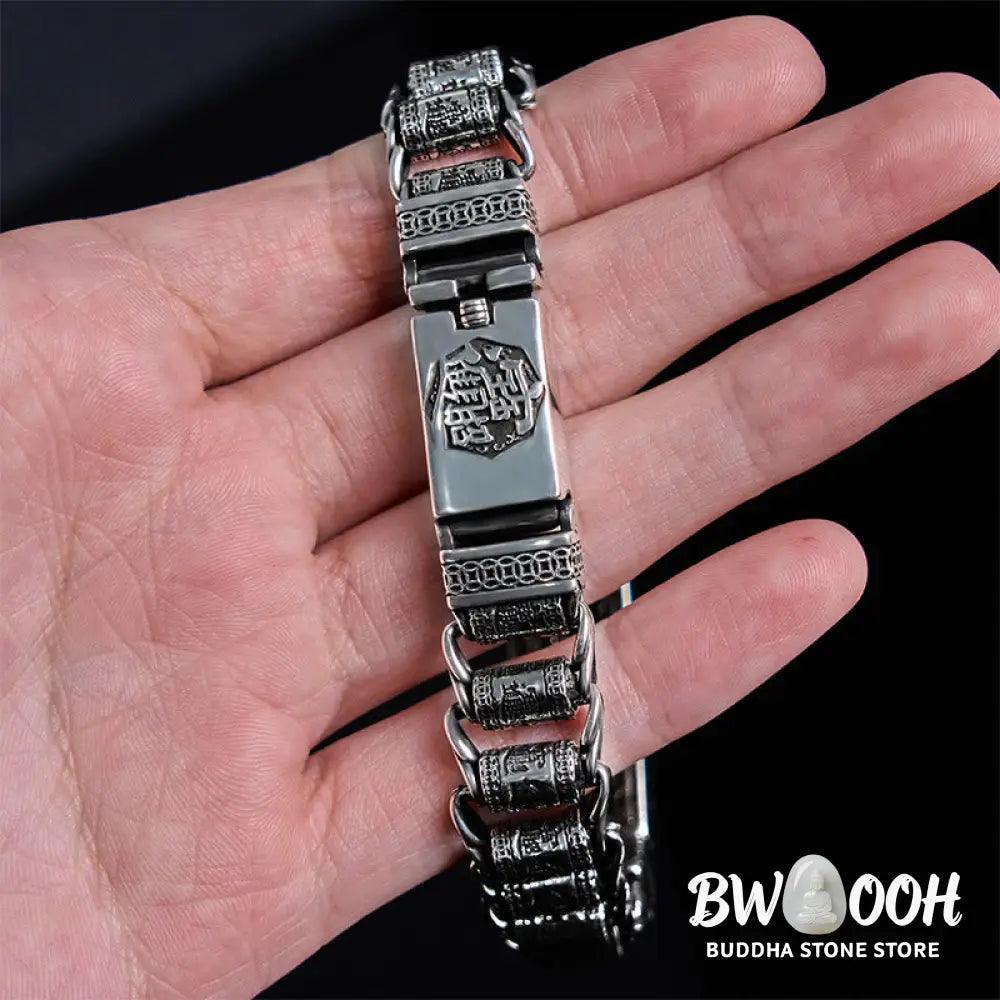 Buddha Stones Tibetan Copper Buckle Prayer Wheel Heart Sutra Pi Xiu Metal Bracelet - BWOOOH - Bracelet