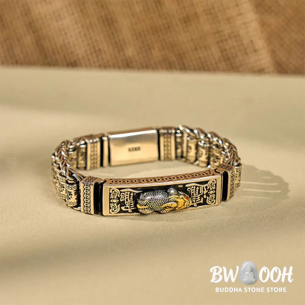 Buddha Stones Tibetan Copper Buckle Prayer Wheel Heart Sutra Pi Xiu Metal Bracelet - BWOOOH - Bracelet