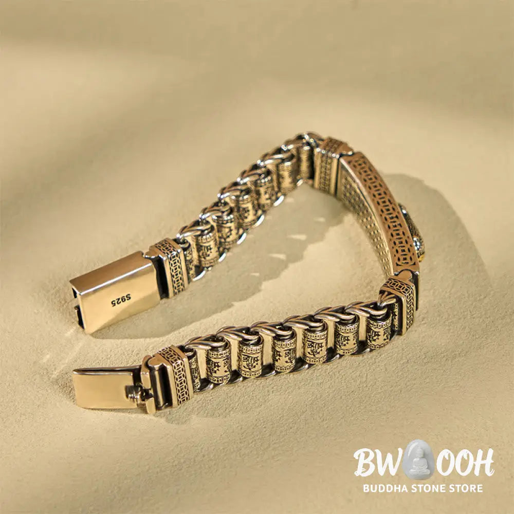 Buddha Stones Tibetan Copper Buckle Prayer Wheel Heart Sutra Pi Xiu Metal Bracelet - BWOOOH - Bracelet