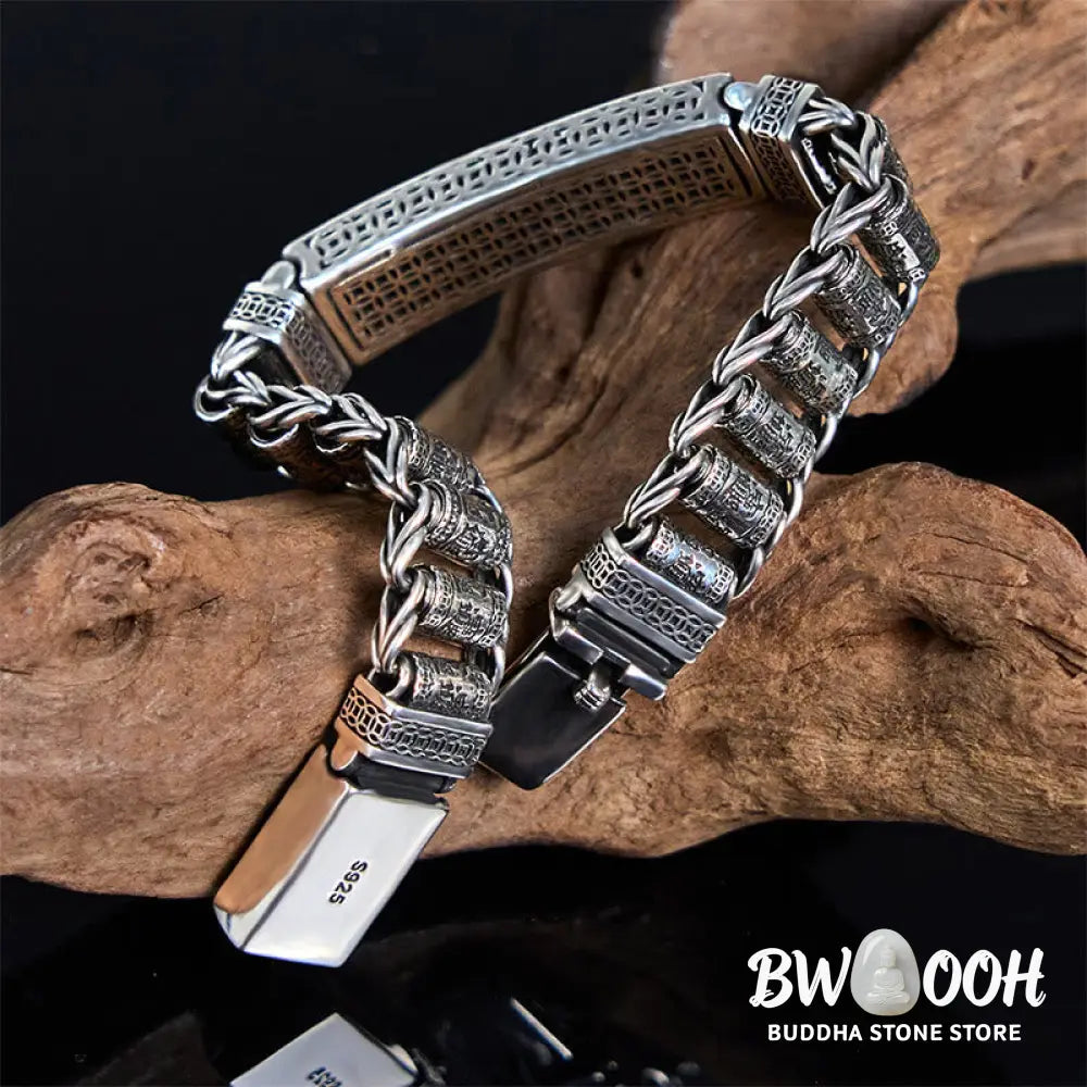 Buddha Stones Tibetan Copper Buckle Prayer Wheel Heart Sutra Pi Xiu Metal Bracelet - BWOOOH - Bracelet