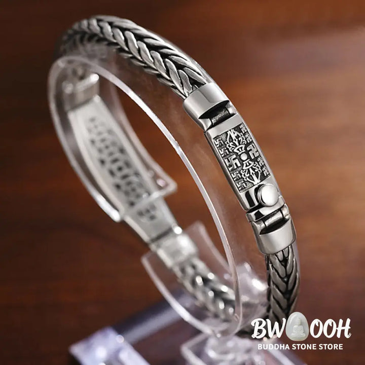 Buddha Stones Tibetan Copper Weave Om Mani Padme Hum Relief Vajra Peace Metal Bracelet - BWOOOH - Copper (Wrist