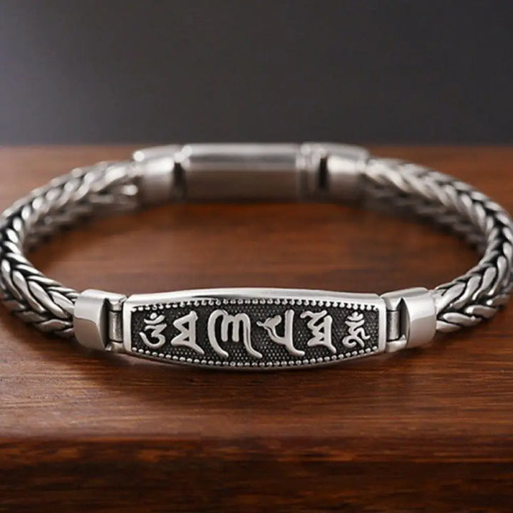 BWOOOH Tibetan Copper Weave Om Mani Padme Hum Relief Vajra Peace Metal Bracelet — Copper Tibetan bracelet for spiritual he...