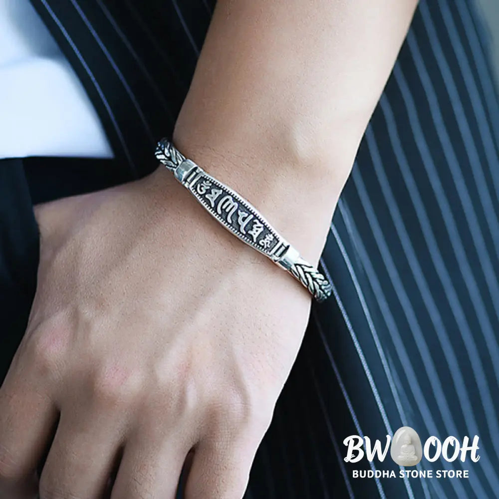 Buddha Stones Tibetan Copper Weave Om Mani Padme Hum Relief Vajra Peace Metal Bracelet - BWOOOH - Copper (Wrist