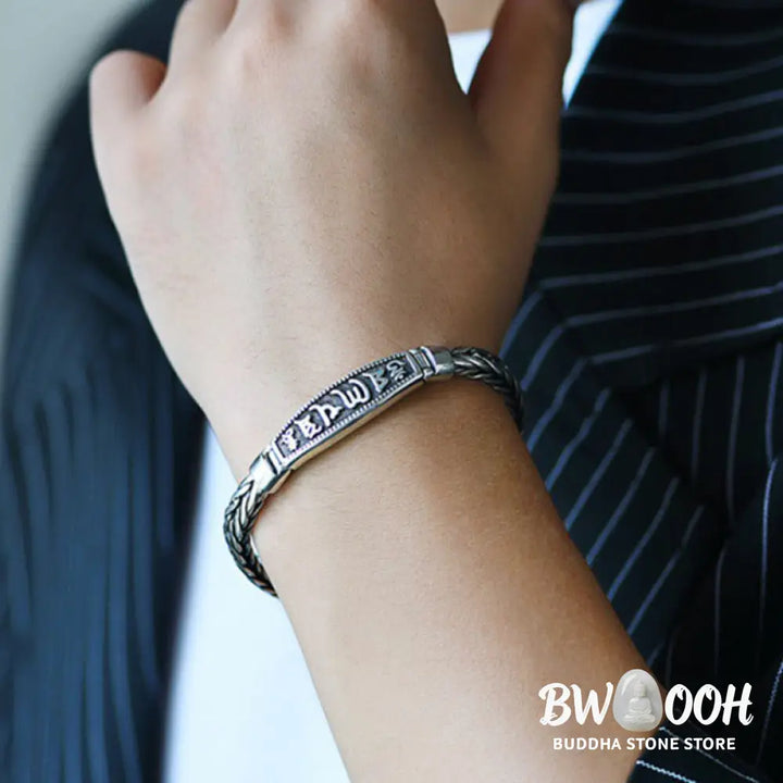 Buddha Stones Tibetan Copper Weave Om Mani Padme Hum Relief Vajra Peace Metal Bracelet - BWOOOH - Copper (Wrist