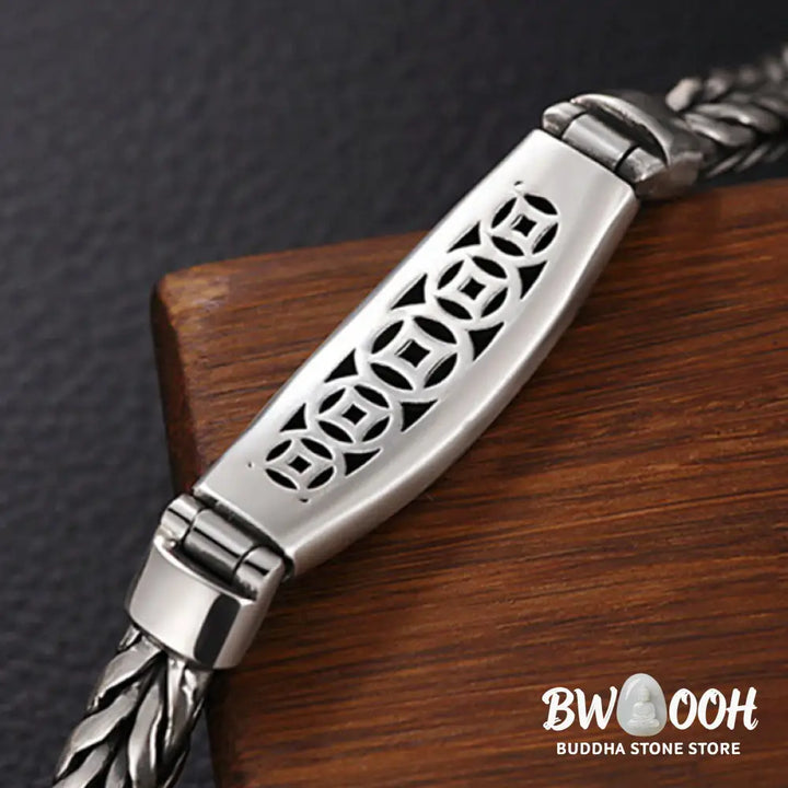 Buddha Stones Tibetan Copper Weave Om Mani Padme Hum Relief Vajra Peace Metal Bracelet - BWOOOH - Copper (Wrist