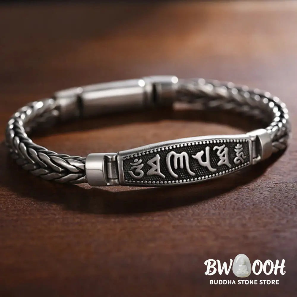 Buddha Stones Tibetan Copper Weave Om Mani Padme Hum Relief Vajra Peace Metal Bracelet - BWOOOH - Copper (Wrist