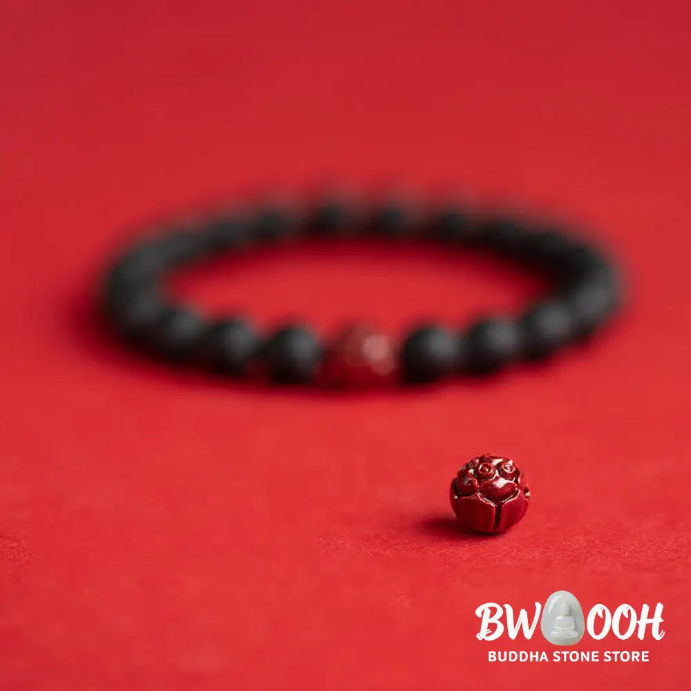 BWOOOH Tibetan Cypress Cinnabar Lotus Healing Bracelet | natural stone spiritual bracelet for healing and mindful living