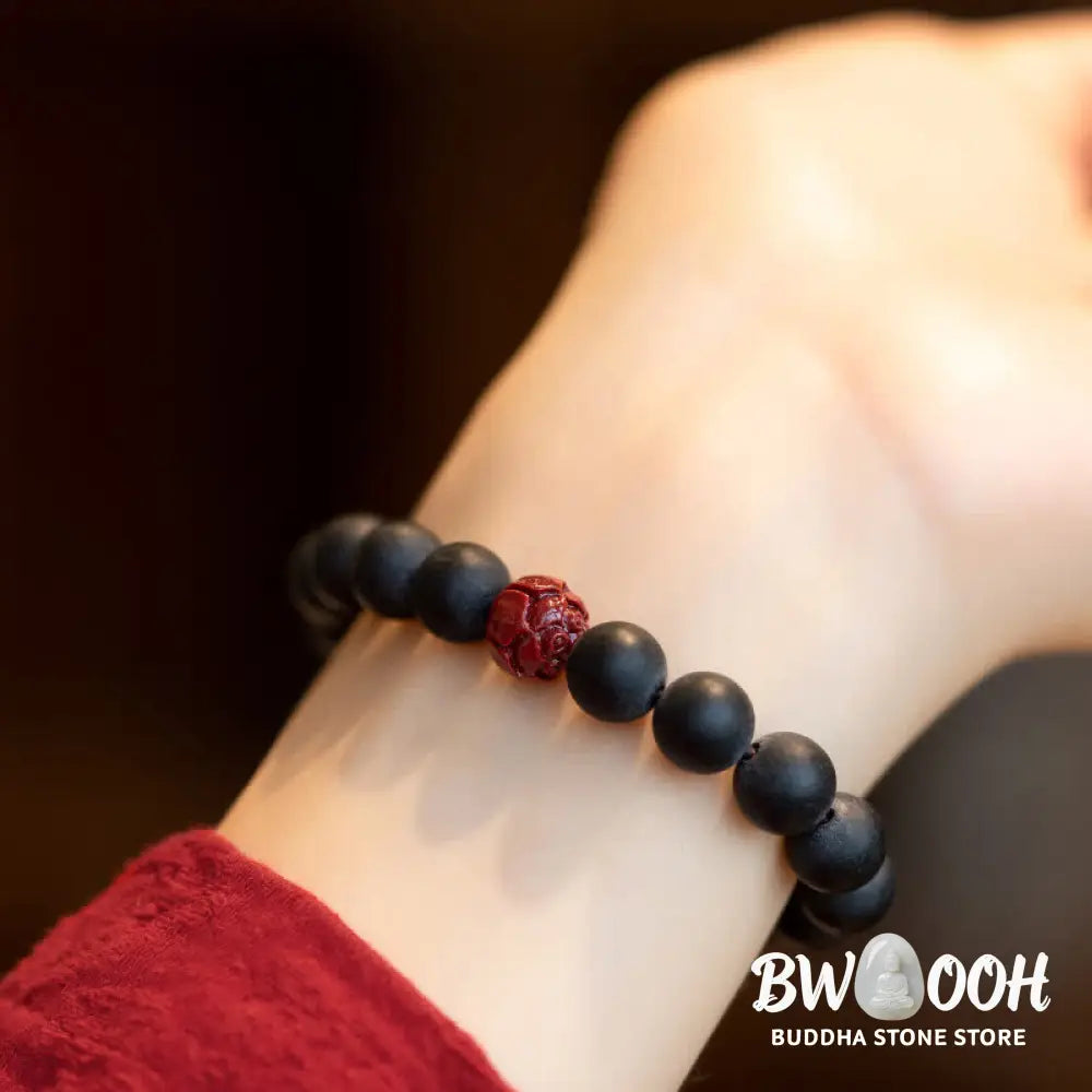 BWOOOH Tibetan Cypress Cinnabar Lotus Healing Bracelet | natural stone spiritual bracelet for healing and mindful living