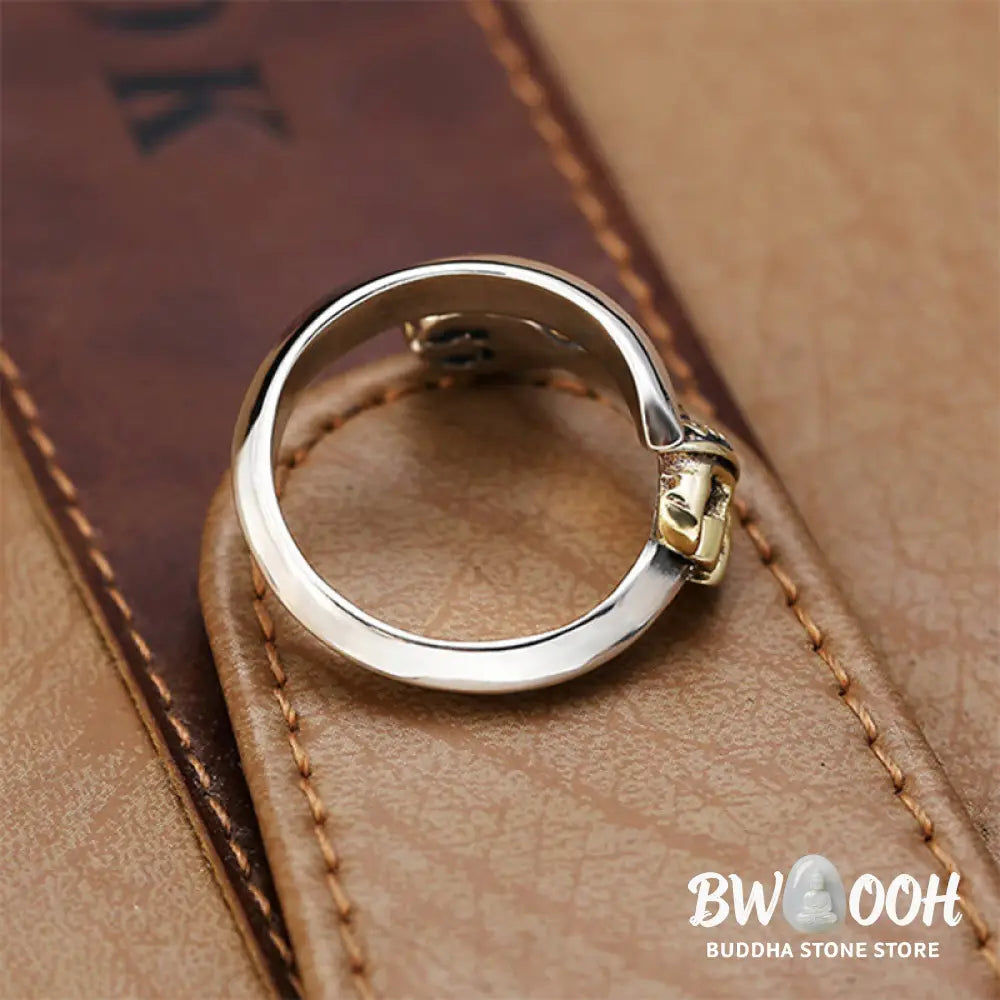 Buddha Stones Tibetan Dorje Vajra Engraved Design Copper Luck Wealth Adjustable Ring - BWOOOH