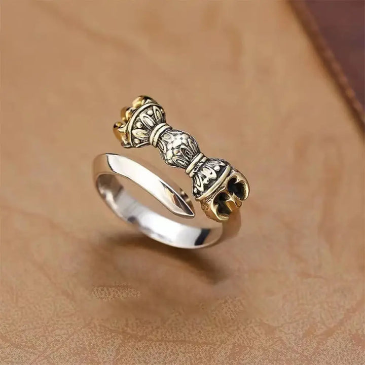 BWOOOH Tibetan Dorje Vajra Engraved Design Copper Luck Wealth Adjustable Ring — Copper Tibetan bracelet for spiritual heal...