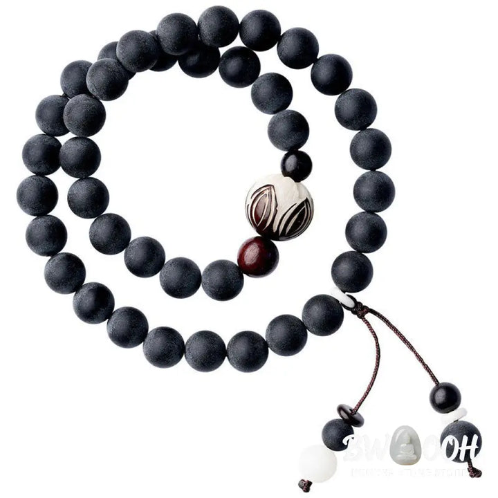 Buddha Stones Tibetan Double Layer Cypress Bodhi Lotus Healing Bracelet - BWOOOH - Cypress(Wrist Circumference 14-15cm)
