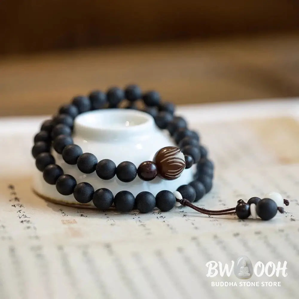 Buddha Stones Tibetan Double Layer Cypress Bodhi Lotus Healing Bracelet - BWOOOH - Cypress(Wrist Circumference 14-15cm)