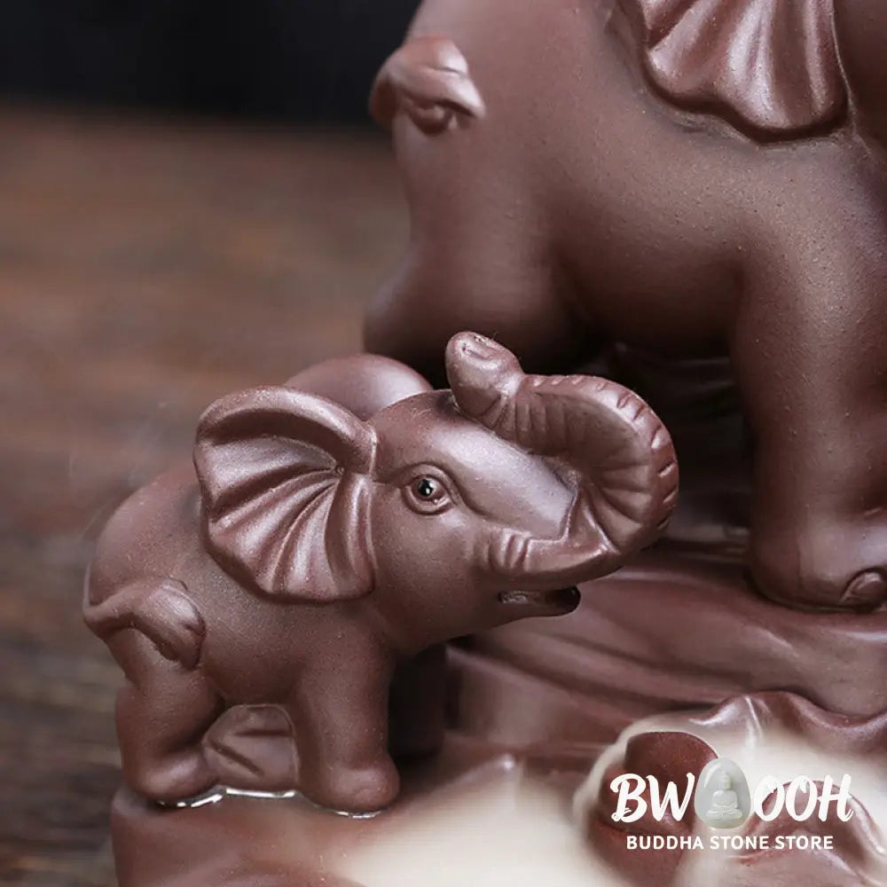 BWOOOH Tibetan Elephant Purple Clay Backflow Smoke Fountain Protection Incense Burner Decoration - Purple Clay