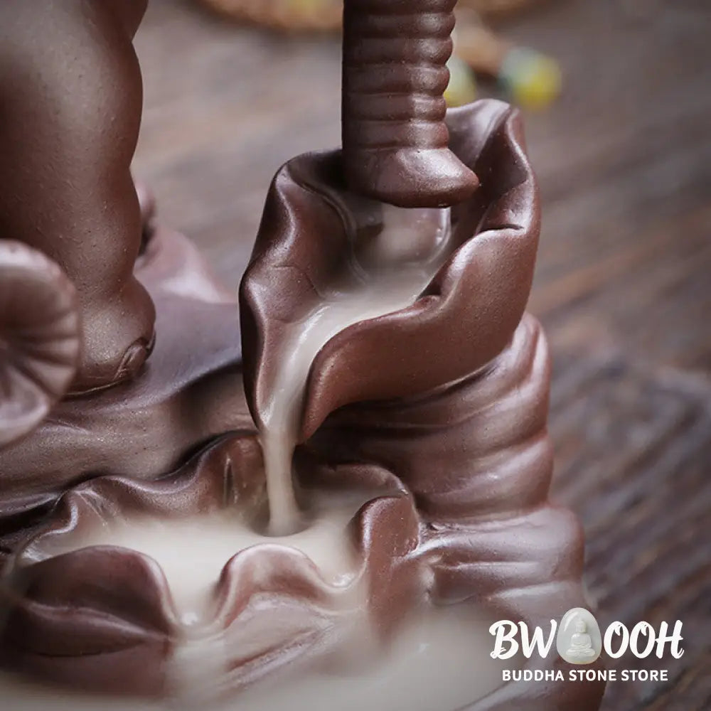 BWOOOH Tibetan Elephant Purple Clay Backflow Smoke Fountain Protection Incense Burner Decoration - Purple Clay