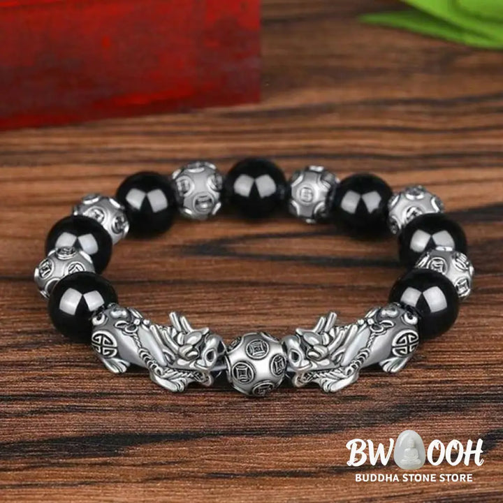 Buddha Stones Tibetan FengShui PiXiu Obsidian Bracelet - 12mm - Bracelet