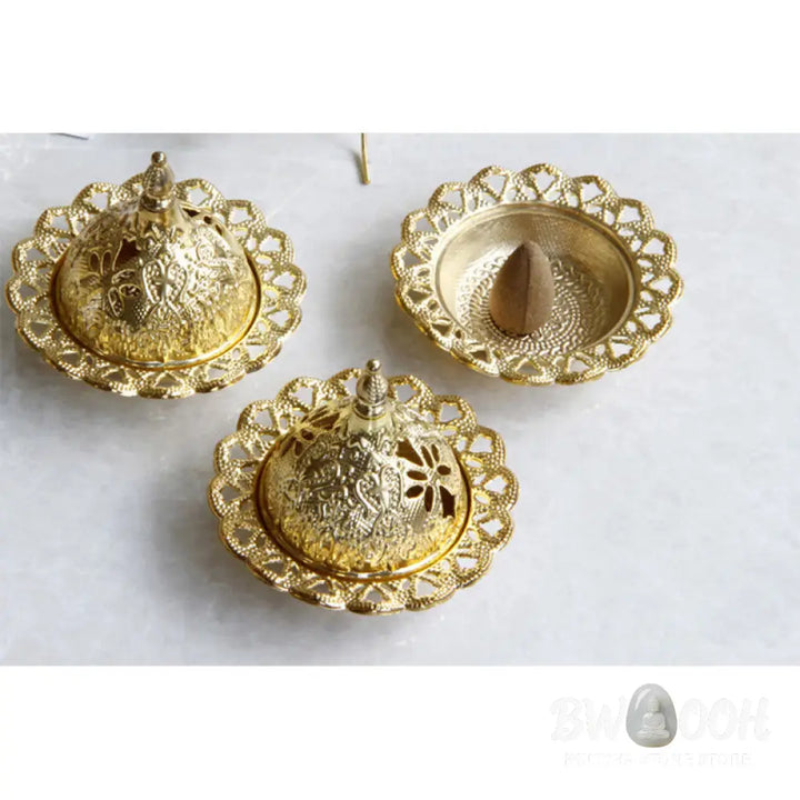 BWOOOH Tibetan Gold Mini Meditation Incense Burner - Gold - Incense Burner