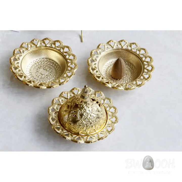 BWOOOH Tibetan Gold Mini Meditation Incense Burner - Gold - Incense Burner