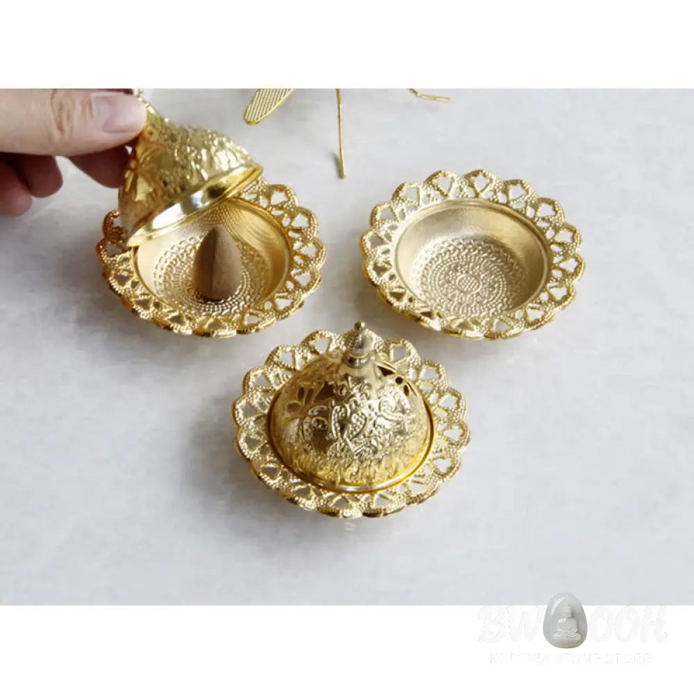 BWOOOH Tibetan Gold Mini Meditation Incense Burner - Gold - Incense Burner