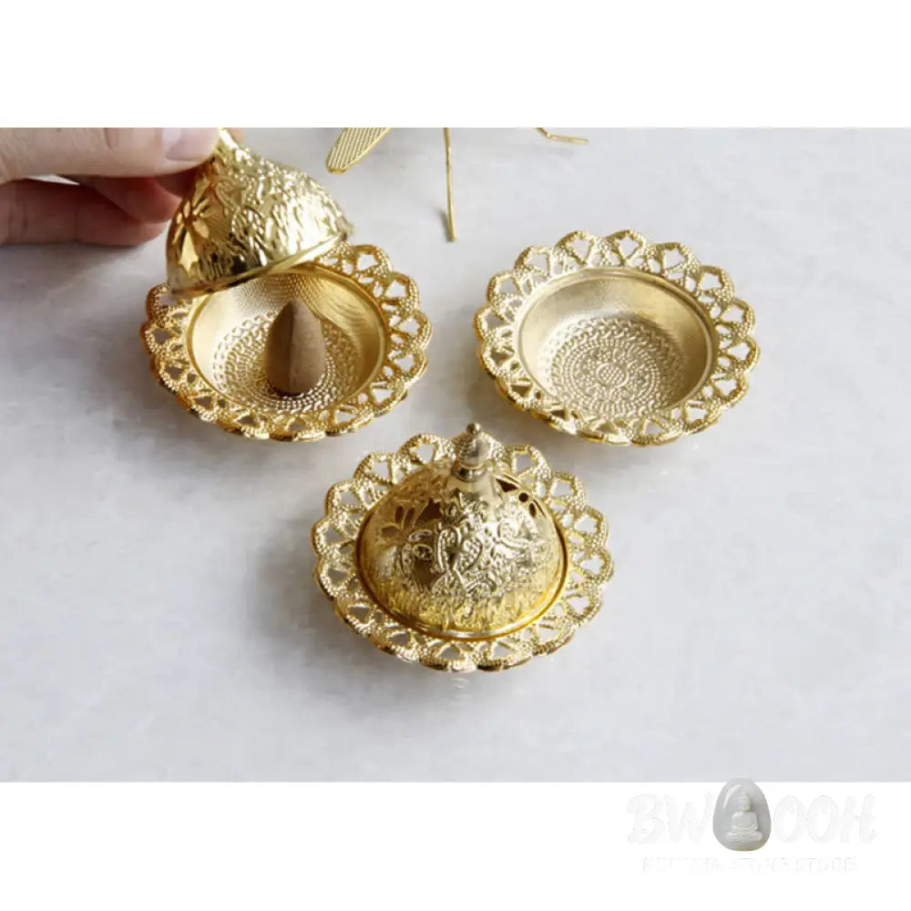 BWOOOH Tibetan Gold Mini Meditation Incense Burner - Gold - Incense Burner