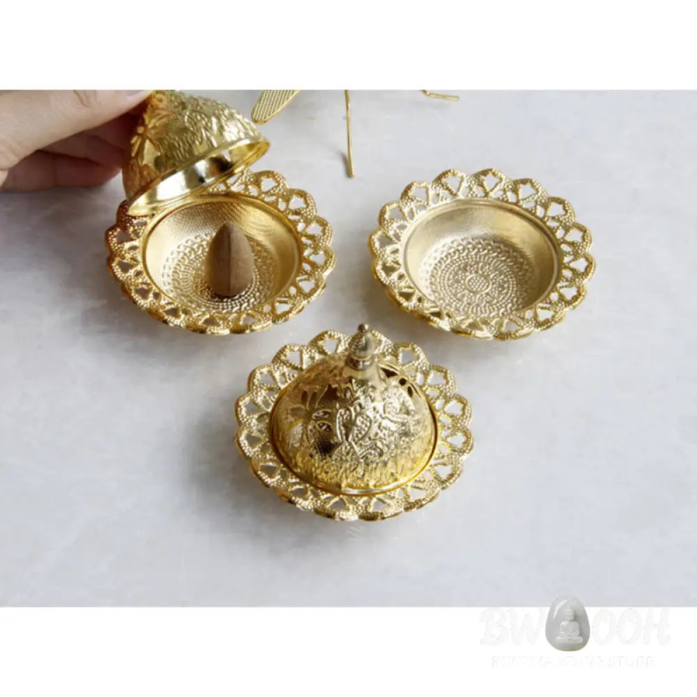 BWOOOH Tibetan Gold Mini Meditation Incense Burner - Gold - Incense Burner