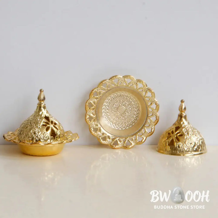 BWOOOH Tibetan Gold Mini Meditation Incense Burner - Gold - Incense Burner