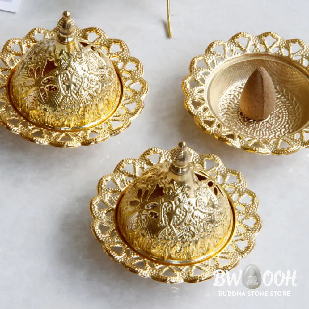 BWOOOH Tibetan Gold Mini Meditation Incense Burner - Gold - Incense Burner