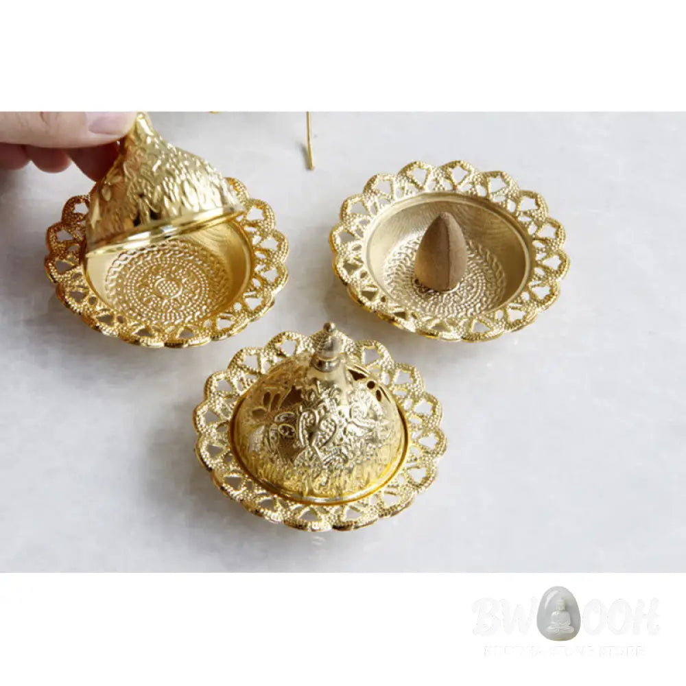 BWOOOH Tibetan Gold Mini Meditation Incense Burner - Gold - Incense Burner
