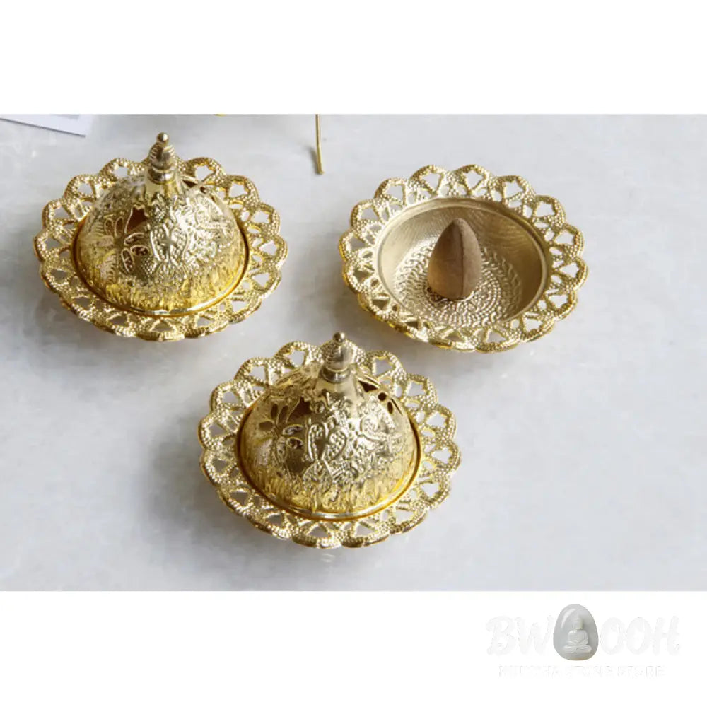 BWOOOH Tibetan Gold Mini Meditation Incense Burner - Gold - Incense Burner