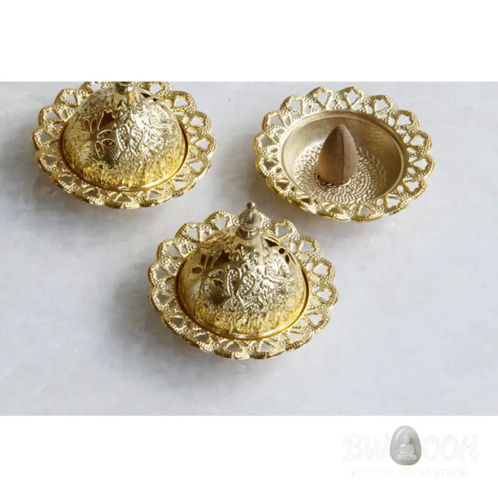 BWOOOH Tibetan Gold Mini Meditation Incense Burner - Gold - Incense Burner