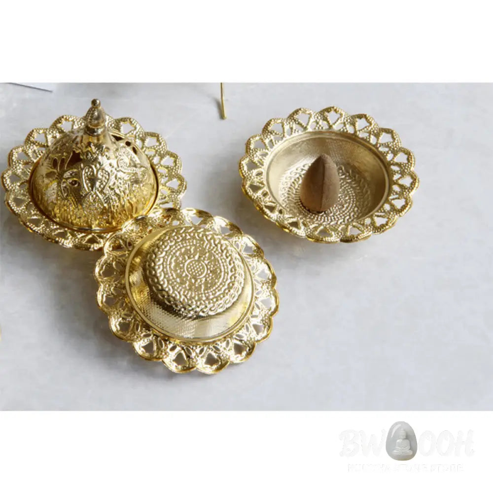 BWOOOH Tibetan Gold Mini Meditation Incense Burner - Gold - Incense Burner