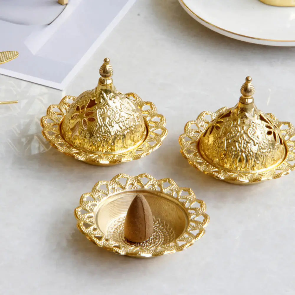 BWOOOH Tibetan Gold Mini Meditation Incense Burner - Gold - Incense Burner
